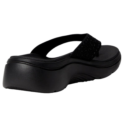 Skechers Arch Fit 2.0 3-Pt Rhinestone Sandal Black/Black  140855-BBK Women's