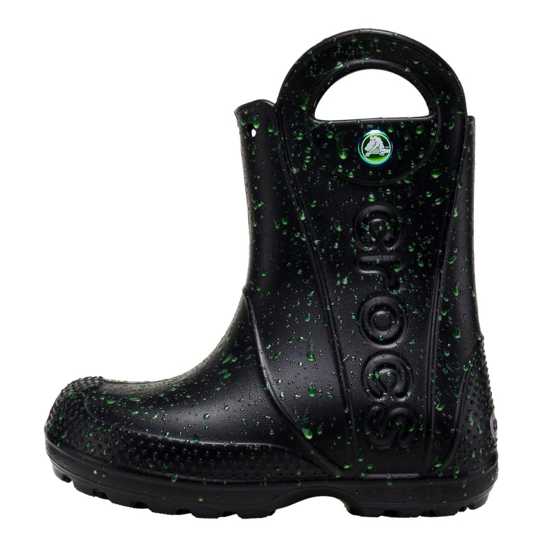 Crocs Handle it Rain Boot Black Glow in the Dark  210392-001 Toddler