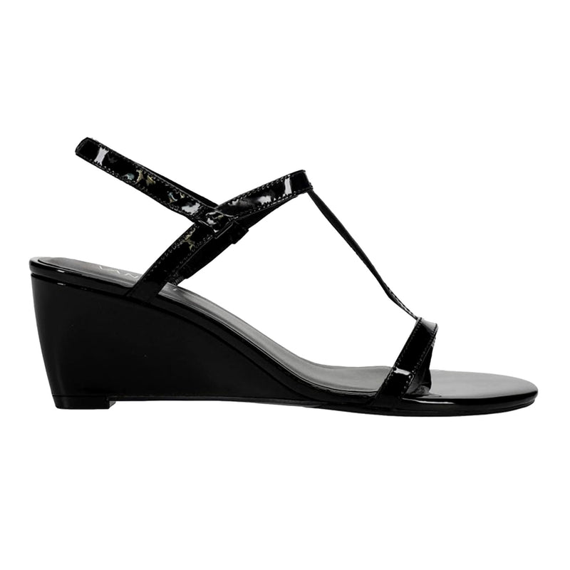 Vaneli Mohan Wedge Sandal Black Patent  312918-BLK Women's