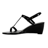 Vaneli Mohan Wedge Sandal Black Patent  312918-BLK Women's