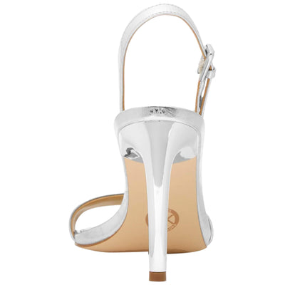 Michael Kors Kasia Heeled Sandal Silver  40R5KAHS1M-040 Women's