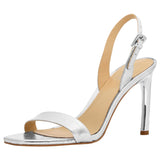 Michael Kors Kasia Heeled Sandal Silver  40R5KAHS1M-040 Women's