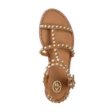 Ash Power Leather Gladiator Studded Flat Sandals New Cinnamon  421013-CIN Women's