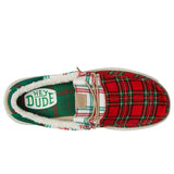 Hey Dude Wally Tri Tartan Plaid Red / White / Green  43472-78Q Men's