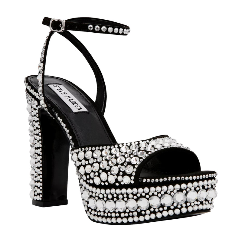 Steve Madden Assured Platform Heels Rhinestone/Black  ASSURED-BLK Women's