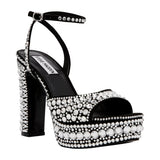 Steve Madden Assured Platform Heels Rhinestone/Black  ASSURED-BLK Women's