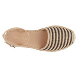 Marc Fisher Bessie Espadrille Flat Black/Beige Stripe  BESSY-BRN Women's