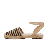 Marc Fisher Bessie Espadrille Flat Black/Beige Stripe  BESSY-BRN Women's