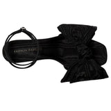 Loeffler Randall Carmen Mid Heel Bow Sandals Black  CARMEN-MO-BLACK Women's