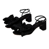 Loeffler Randall Carmen Mid Heel Bow Sandals Black  CARMEN-MO-BLACK Women's