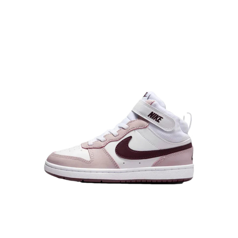 Nike Court Borough Mid 2 White / Burgundy Crush  CD7783-118 Pre-School