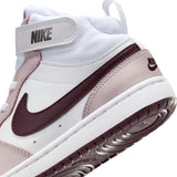Nike Court Borough Mid 2 White / Burgundy Crush  CD7783-118 Pre-School