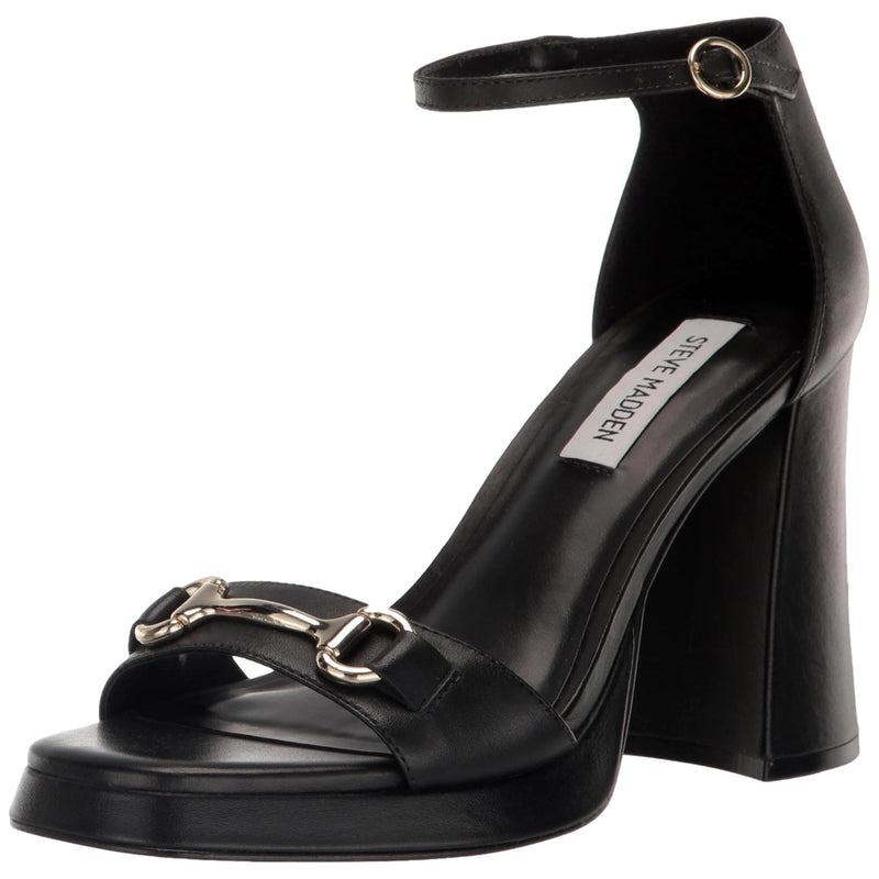 Steve Madden Cienna Heeled Sandal Black Leather  CIEN03S1-BLK Women's