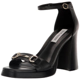 Steve Madden Cienna Heeled Sandal Black Leather  CIEN03S1-BLK Women's