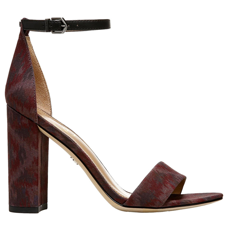 Sam Edelman Yaro Ankle Strap Sandal Heel Brick Multi Fabric  E851165617 Women's
