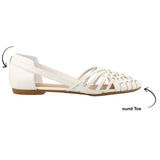 Journee Collection Ekko Woven Huarache Flats White  EKKO-WHT Women's
