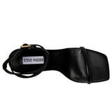 Steve Madden Eryka Heeled Sandal Black Leather  ERYK01S1 Women's
