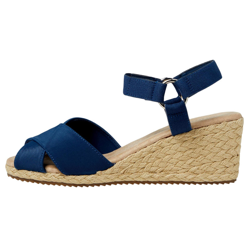 Anne Klein Esther Wedge Sandals Navy Stretch  ESTH01F9-410 Women's
