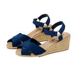 Anne Klein Esther Wedge Sandals Navy Stretch  ESTH01F9-410 Women's
