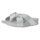 FitFlop Lulu Glitterdust Cross Slides Silver  F0030-0724 Women's