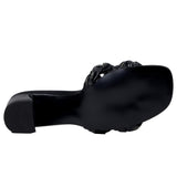 KAANAS Tartu Braided Heel with Contrast Stitching Black  H00140R-001 Women's