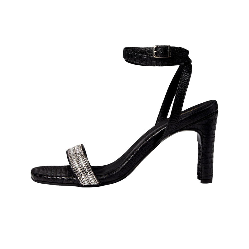 KAANAS Shania Diamond Heel With Ankle Strap Black  H00153R-001 Women's