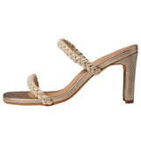 KAANAS Ariana Braided Heel Champagne  H00154R-711 Women's
