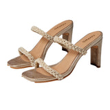 KAANAS Ariana Braided Heel Champagne  H00154R-711 Women's