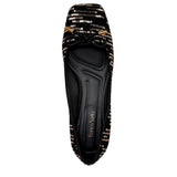 Franco Sarto Natalia Block Heel Ballet Pumps Black / Gold Fabric  I9117F3003 Women's