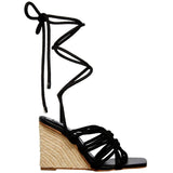 Steve Madden ldolized Wedge Sandal Black  IDOL06S1-027 Women's
