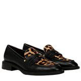 Franco Sarto Edith 2 Penny Loafer Black Multi Leopard Print  J1665M2001 Women's