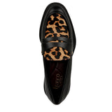 Franco Sarto Edith 2 Penny Loafer Black Multi Leopard Print  J1665M2001 Women's