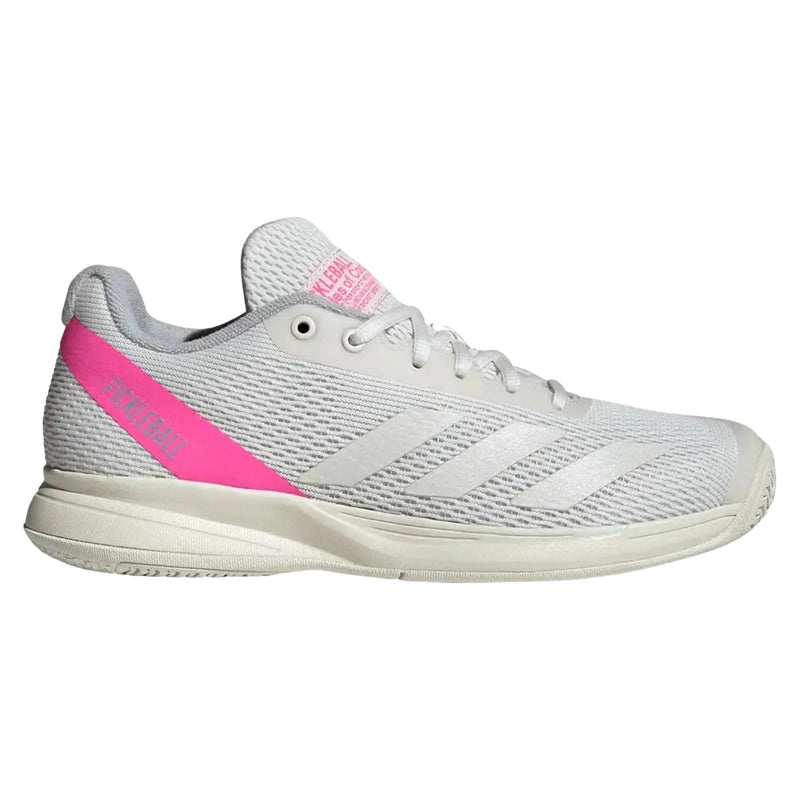 Adidas Courtflash Pickleball Core White/Silver Metallic/Lucid Pink  JQ0696 Women's