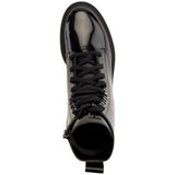 DKNY Talma Lace-Up Combat Boot High Shine Calf Black  K3390379 Women's