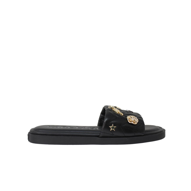 Karl Lagerfeld Paris Carenza Flat Slide Sandals Black  KL243403 Women's