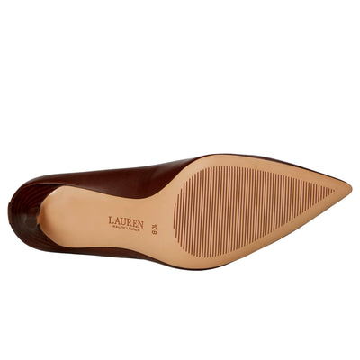 Lauren Ralph Lauren Lanette Burnished Leather Pumps Dark Mahogany  LANETTE-DKMGNY Women's