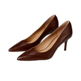Lauren Ralph Lauren Lanette Burnished Leather Pumps Dark Mahogany  LANETTE-DKMGNY Women's
