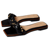 Massimo Matteo Calista Studded Slide Black  MM-441006-001 Women's