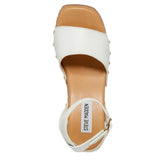 Steve Madden Ocala Heeled Sandal White Leather  OCAL01S1-110 Women's