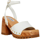 Steve Madden Ocala Heeled Sandal White Leather  OCAL01S1-110 Women's