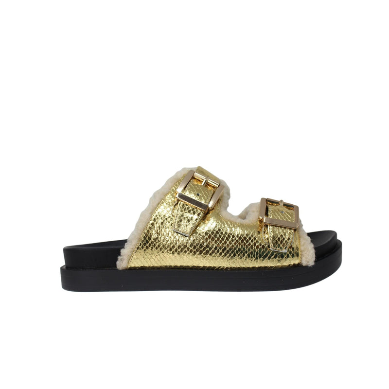 Aerosoles Olivia Slide Sandal Gold Fabric  OLIVIA-GLD Women's