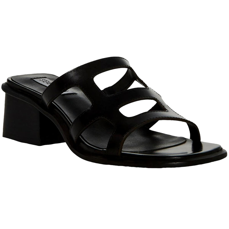 Steve Madden Princess Sandal Black Leather  PRIN04S1-001 Women's
