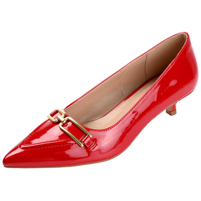 Journee Patent Kitten Heels Red  RUMI-RED Women's