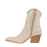 London Rag Bimmy Woven Pointy Western Boots Beige  SH5451 Women's