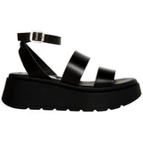 Steve Madden Tenysi Wedge Sandal Black Leather  TENY01S1-001 Women's
