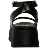 Steve Madden Tenysi Wedge Sandal Black Leather  TENY01S1-001 Women's