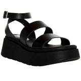 Steve Madden Tenysi Wedge Sandal Black Leather  TENY01S1-001 Women's