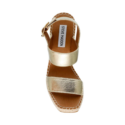 Steve Madden Uri Wedge Sandal Gold Leather  URI01S1-988 Women's
