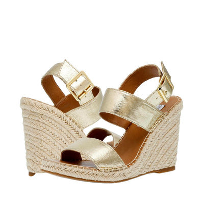 Steve Madden Uri Wedge Sandal Gold Leather  URI01S1-988 Women's
