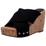 Lucky Brand Valmai Wedge Sandal Black  VALMAI-BLK Women's